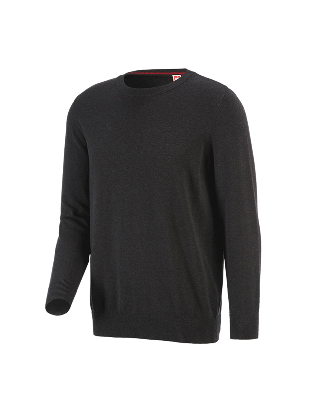 Shirts, Pullover & more: e.s. Knitted pullover, round neck + graphite melange