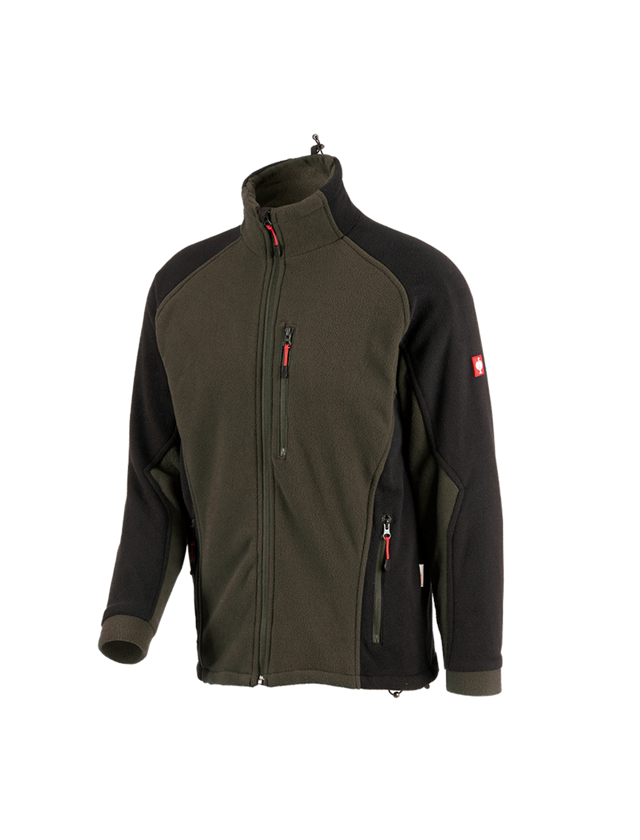 Work Jackets: Functional fleece jacket dryplexx® wind + olive/black