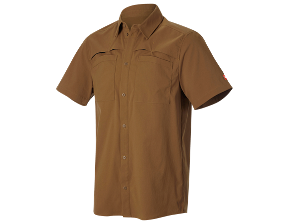 Work shirt e.s.t:aktik, short sleeved in desertbrown