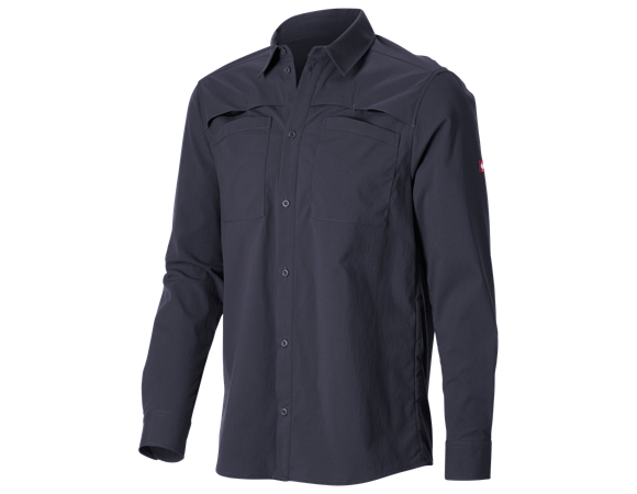 Work shirt e.s.t:aktik, long sleeved, neroblue