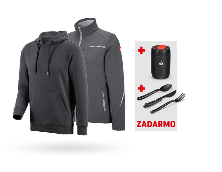 Hlavné zobrazenie, Oblečenie, SÚPRAVA: Softshell. bunda e.s.motion 2020 + mikina, antracitová/platinová