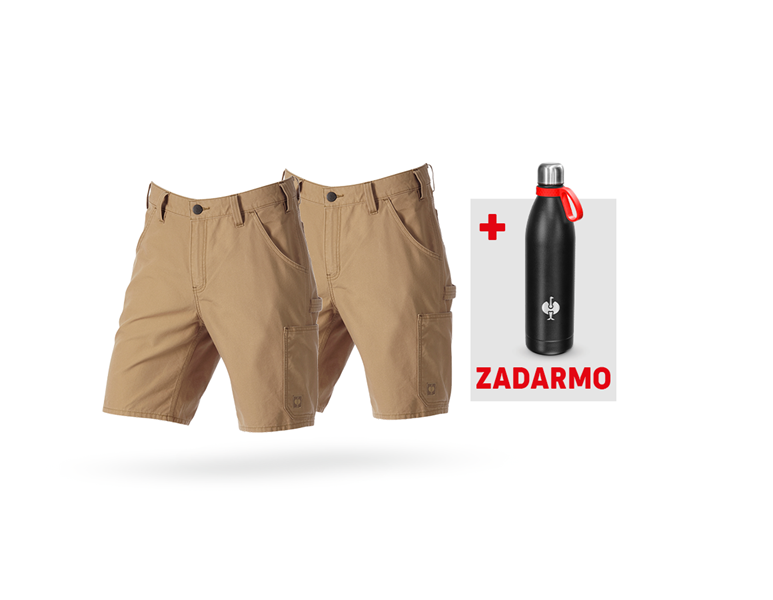 Hlavné zobrazenie, Oblečenie, SÚPRAVA: 2x Šortky e.s.iconic + ZADRAMO termoska, mandľovo hnedá
