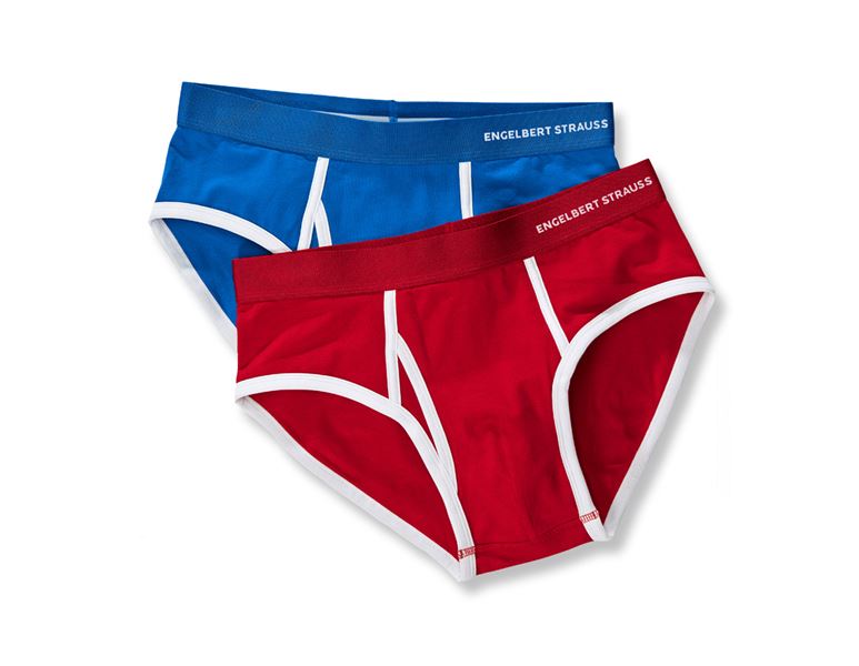 Hlavné zobrazenie, Spodná bielizeň | Termo oblečenie, Slipy e.s.cotton stretch Colour, balenie 2 ks, enciánová modrá+ohnivá červená