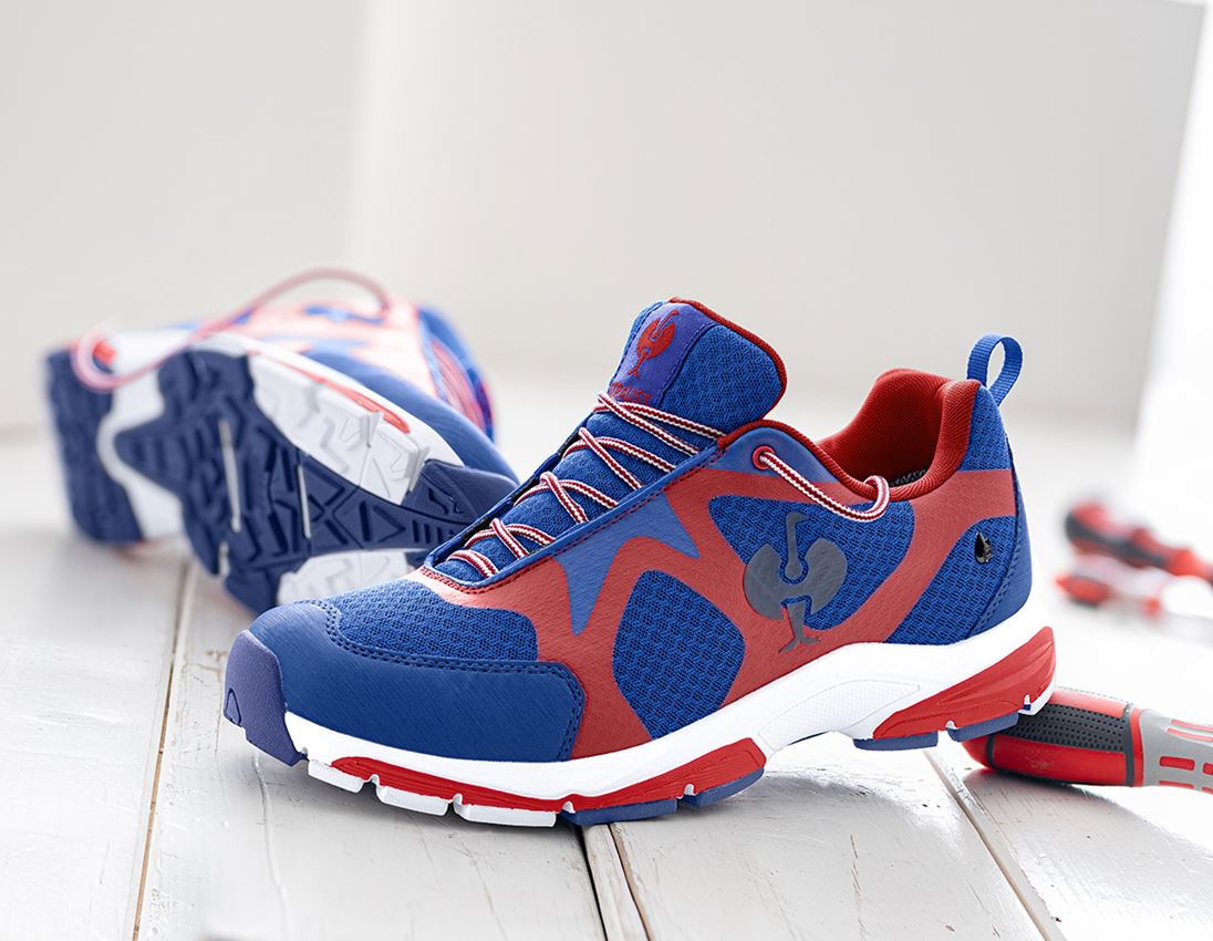 O2: O2 Pracovná obuv e.s. Thebe II + nevadzovo modrá/ohnivá červená/biela