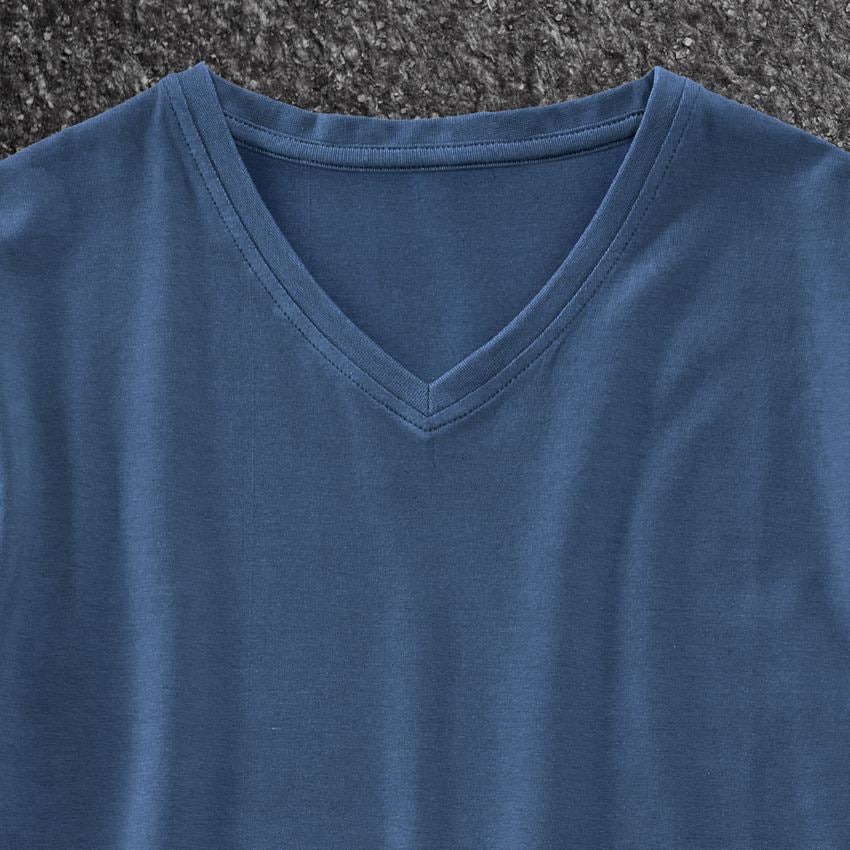 Tričká, pulóvre a košele: Tričko e.s. cotton stretch výstrih do V + kobaltová 2