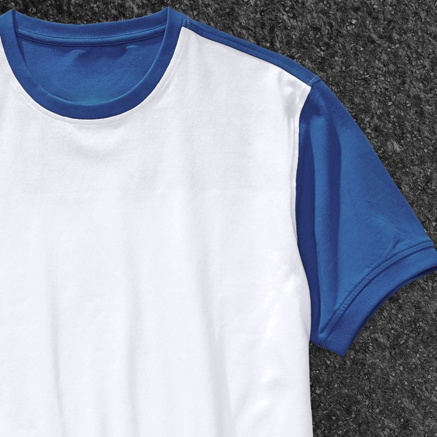 Tričká, pulóvre a košele: Tričko e.s. cotton stretch bicolor + biela/enciánová modrá 2