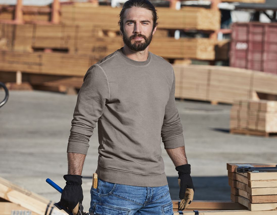 Tričká, pulóvre a košele: Mikina e.s. vintage poly cotton + sivohnedá vintage