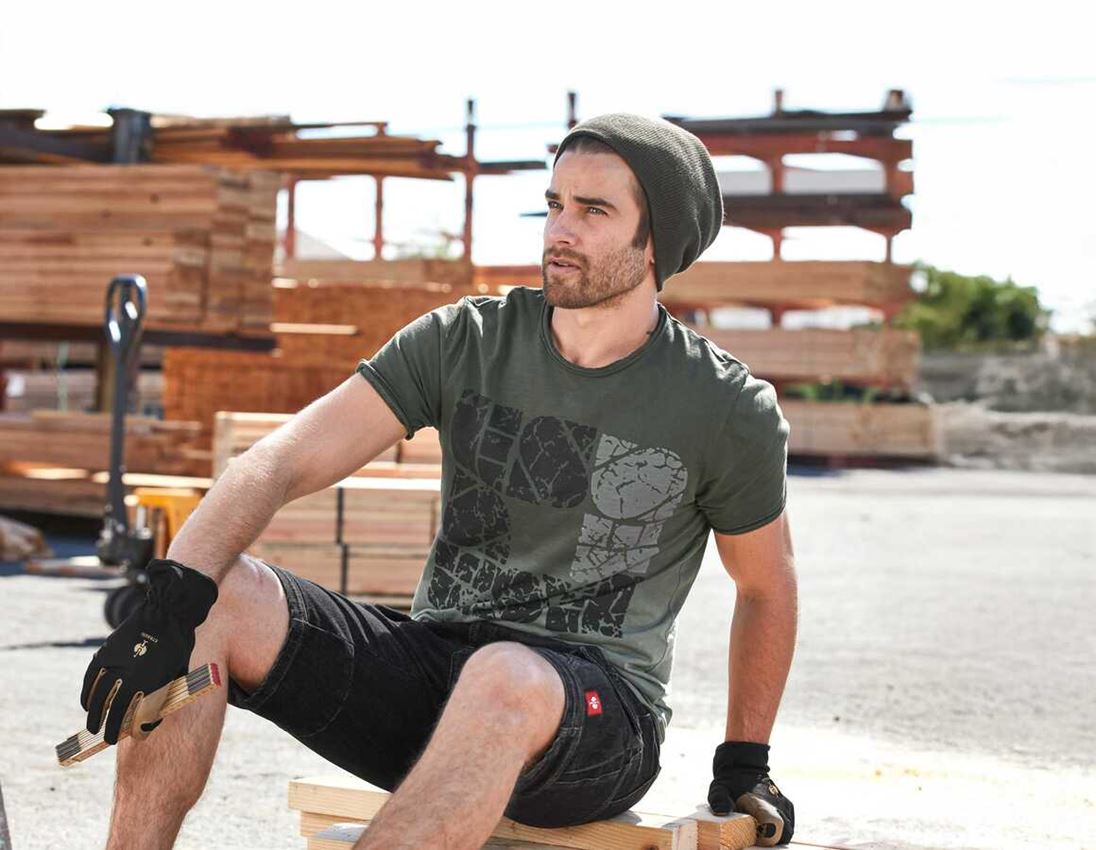 Tričká, pulóvre a košele: Tričko e.s. denim workwear + maskáčová zelená vintage 2