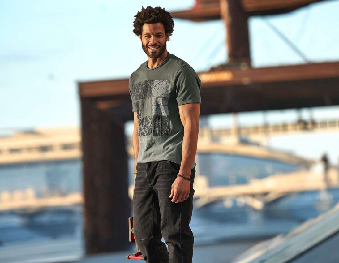 Tričká, pulóvre a košele: Tričko e.s. denim workwear + maskáčová zelená vintage 1