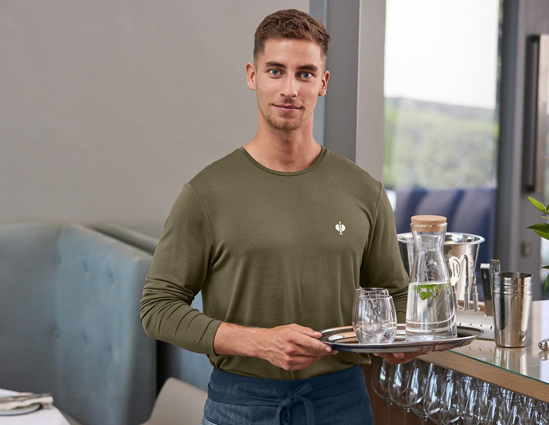 Tričká, pulóvre a košele: Modal-Tričko s dlhým rukávom e.s.concrete + bahenná zelená 2