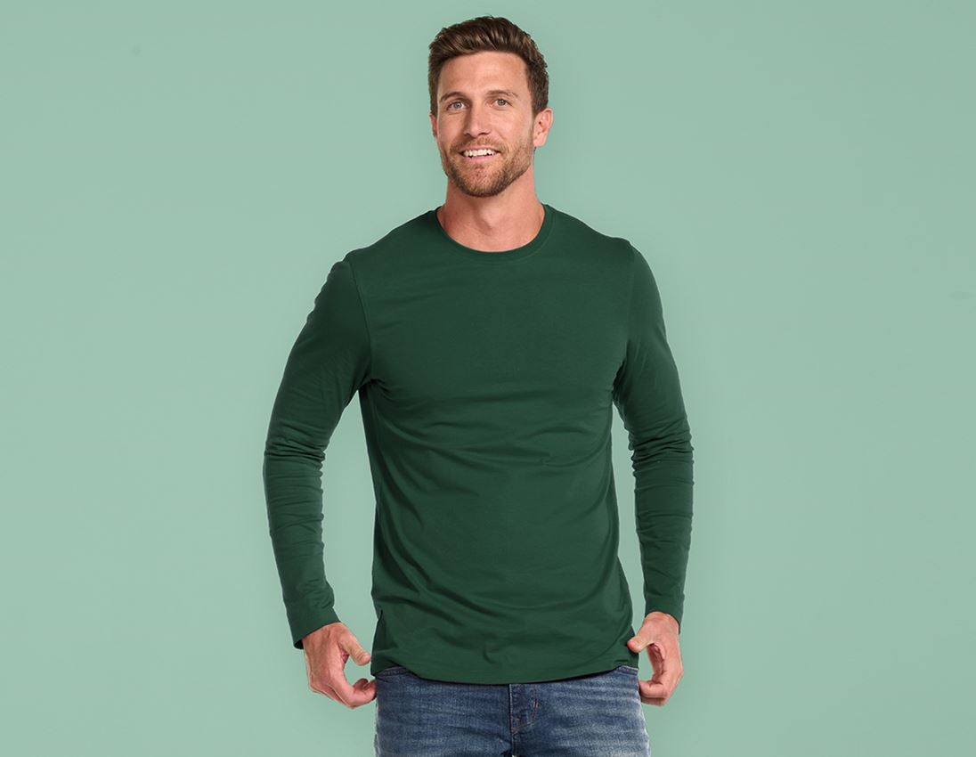Tričká, pulóvre a košele: Tričko s dlhým rukávom e.s. cotton, long fit + zelená