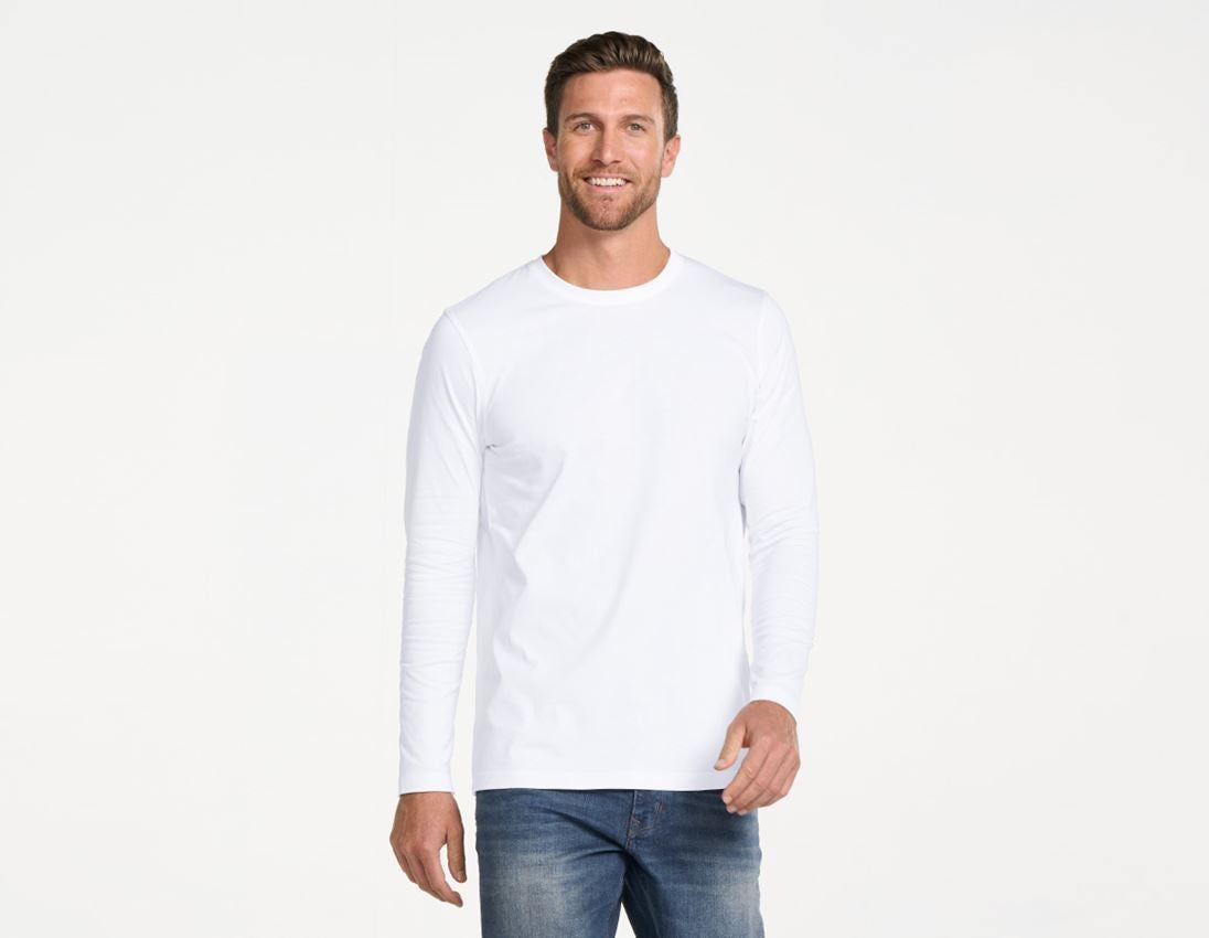 Tričká, pulóvre a košele: Tričko s dlhým rukávom e.s. cotton, long fit + biela