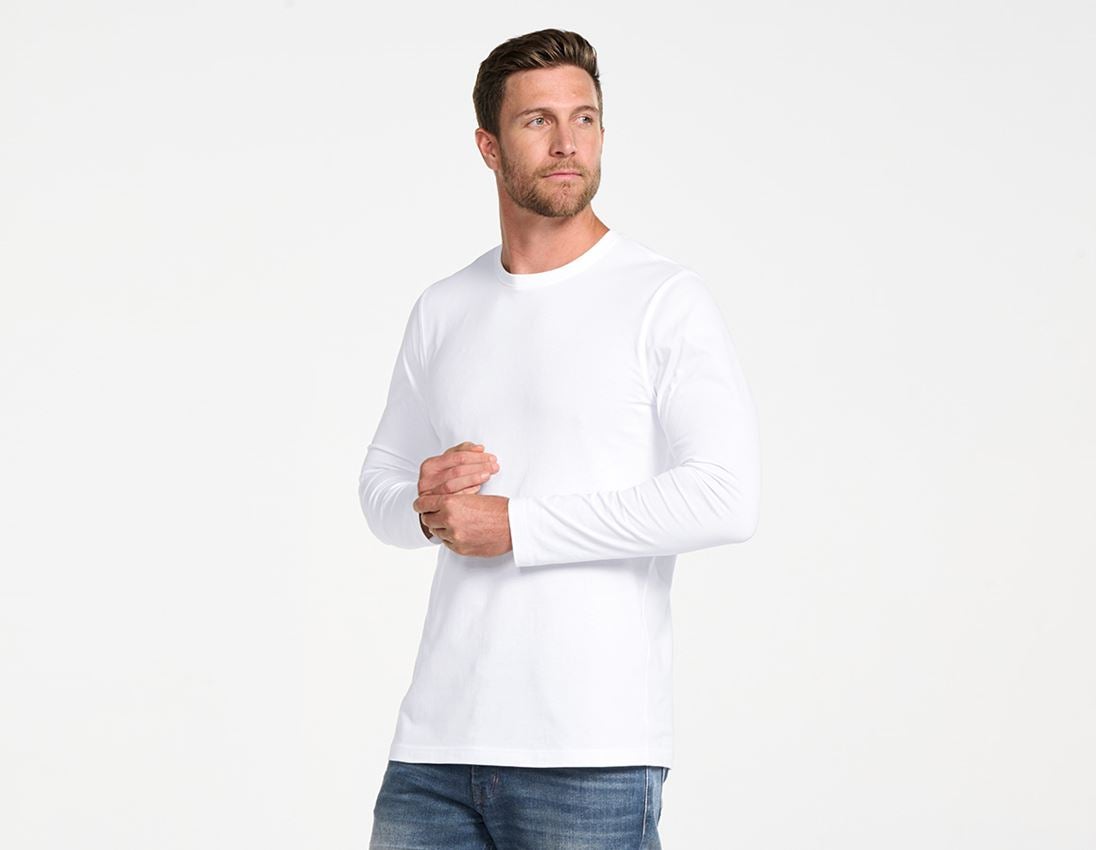 Tričká, pulóvre a košele: Tričko s dlhým rukávom e.s. cotton, long fit + biela 2