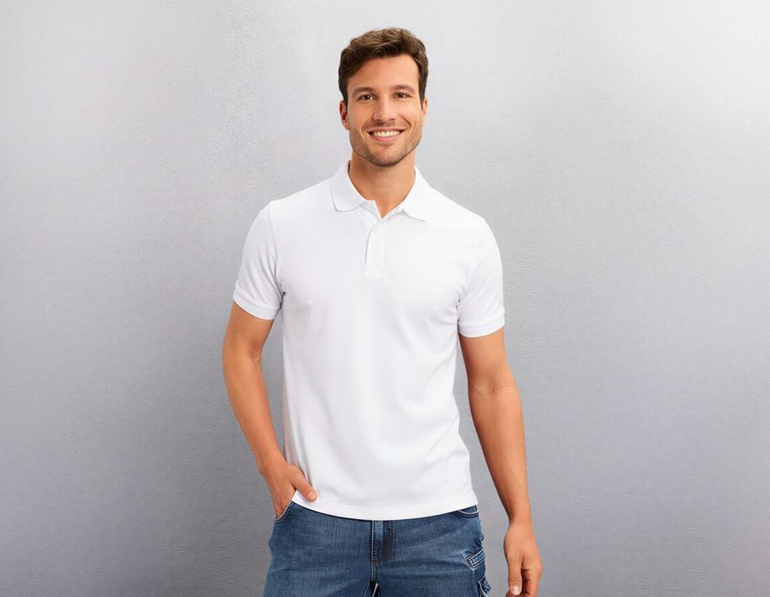 Tričká, pulóvre a košele: e.s. Polo tričko Piqué cotton light + biela