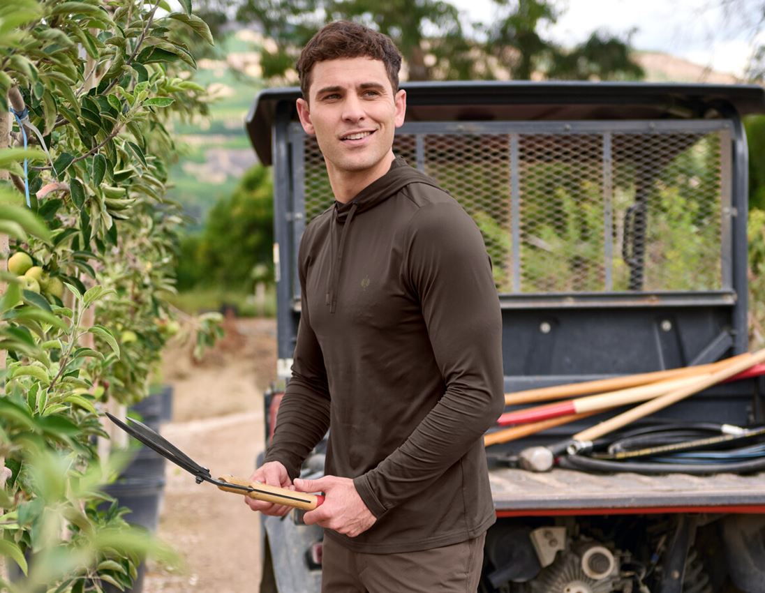 Tričká, pulóvre a košele: Funkč. mikina kapucňou dlhými rukávmi UV e.s.trail + gaštanová/lieskový oriešok 1