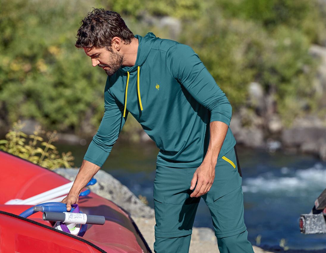 Tričká, pulóvre a košele: Funkč. mikina kapucňou dlhými rukávmi UV e.s.trail + smaragdová zelená/chrómová žltá 1