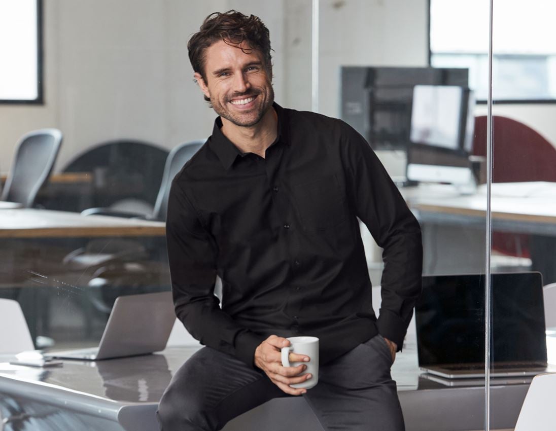 Tričká, pulóvre a košele: Obchodná košeľa e.s. cotton stretch, regular fit + čierna 1