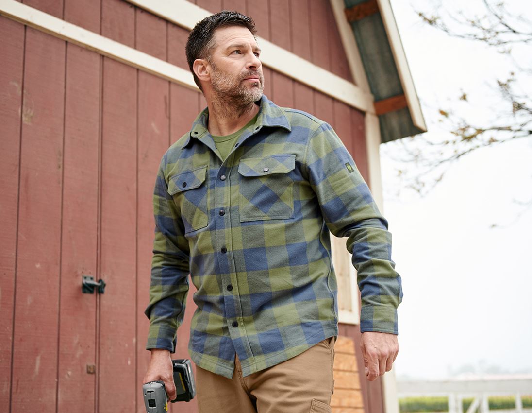 Tričká, pulóvre a košele: Károvaná košeľa e.s.iconic + horská zelená/oxidová modrá