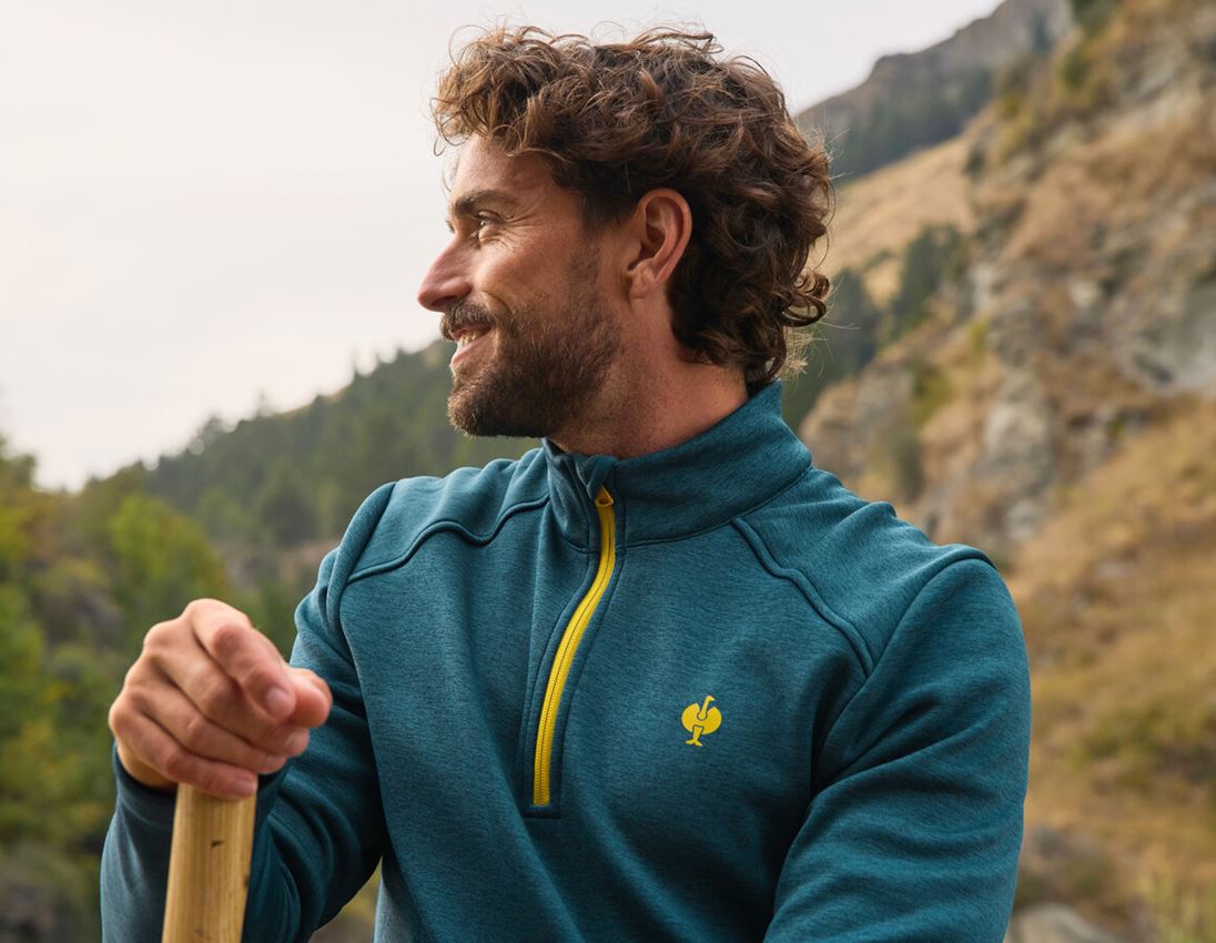 Tričká, pulóvre a košele: Sveter thermo stretch e.s.trail + smaragdová zelená melanž/chrómová žltá 1
