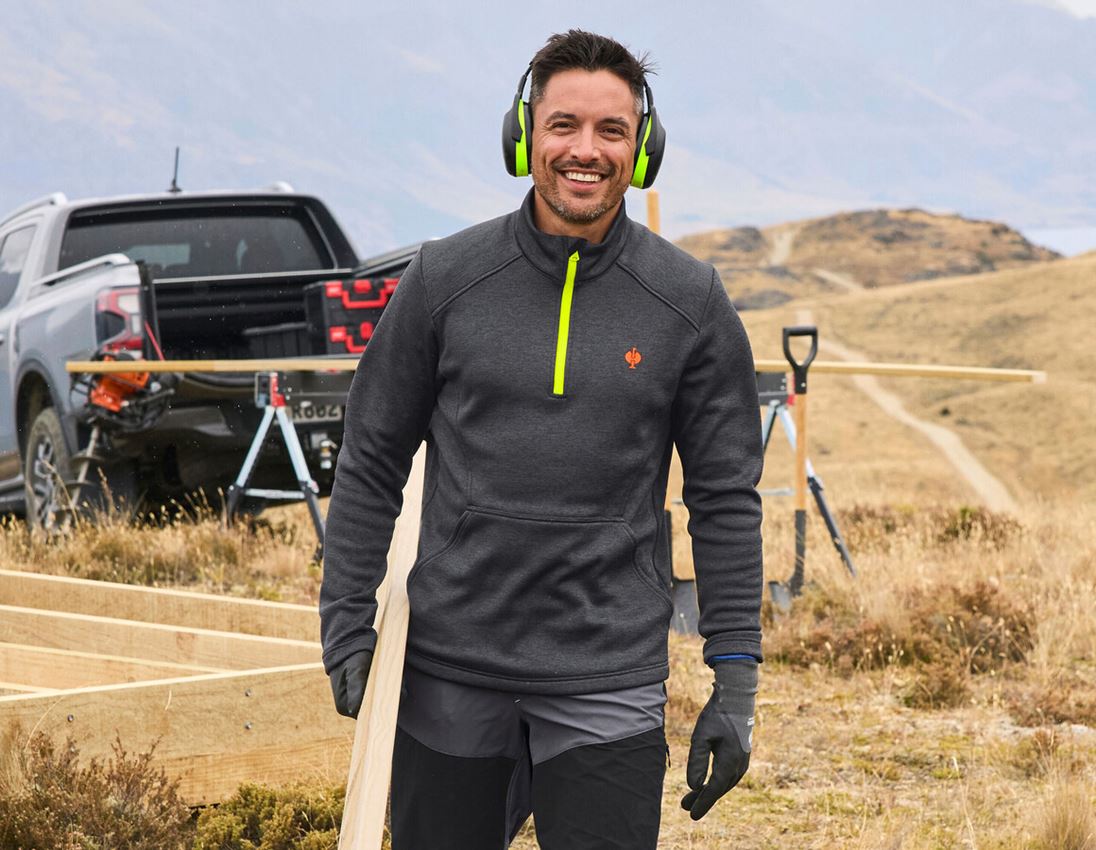 Tričká, pulóvre a košele: Sveter thermo stretch e.s.trail + čierna melanž/výstražná oranžová/výstražná žltá