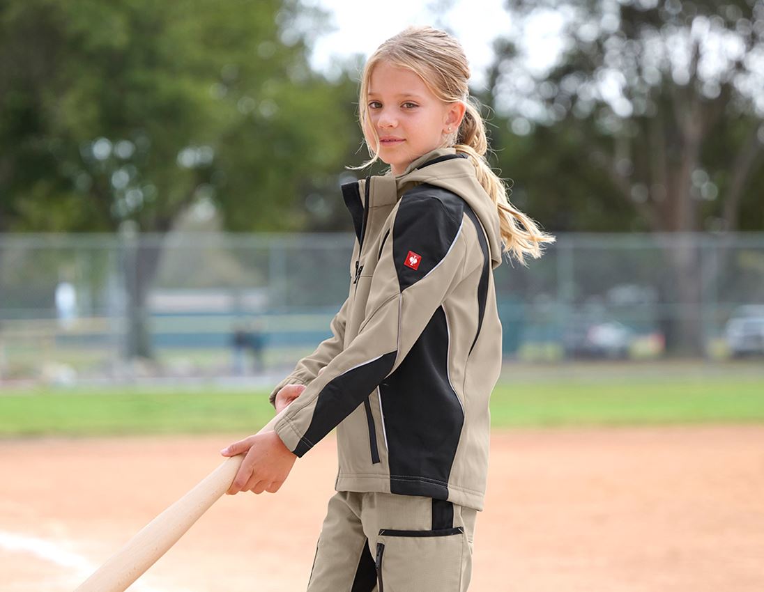 Bundy: Softshellová bunda e.s.vision, detská + hlinená/čierna 2
