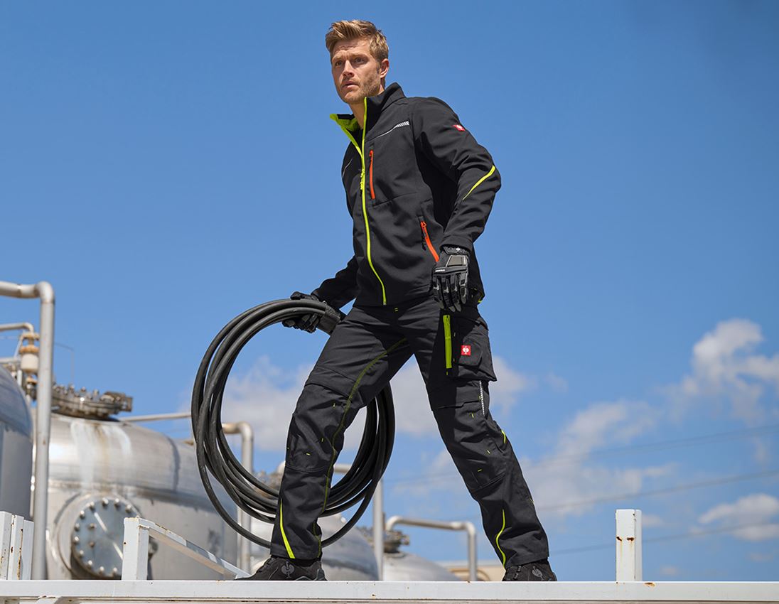 Pracovné bundy: Softshellová bunda e.s.motion 2020 + čierna/výstražná žltá/výstražná oranžová 4