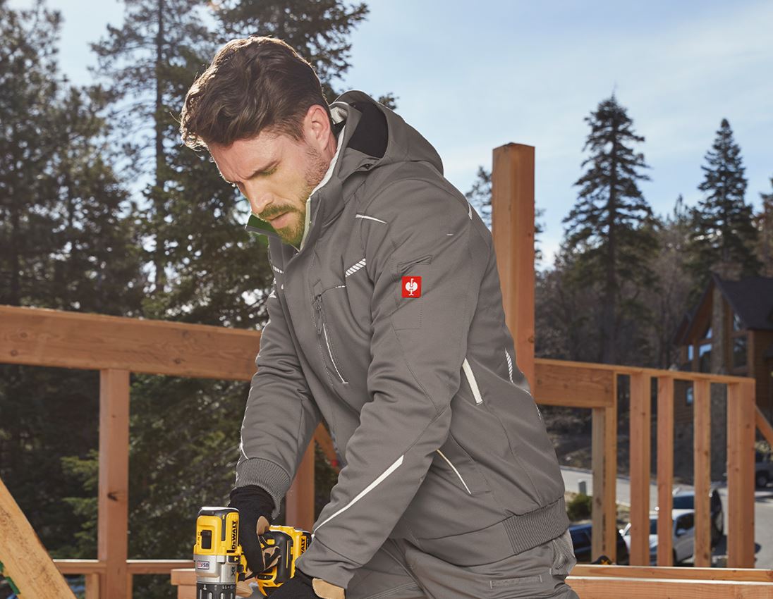 Pracovné bundy: Zimná softshellová bunda e.s.motion 2020, pánska + kamenná/sádrová 1