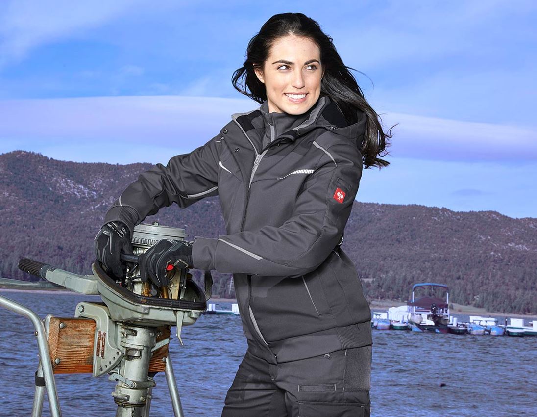 Pracovné bundy: Zimná softshellová bunda e.s.motion 2020, dámska + antracitová/platinová 2