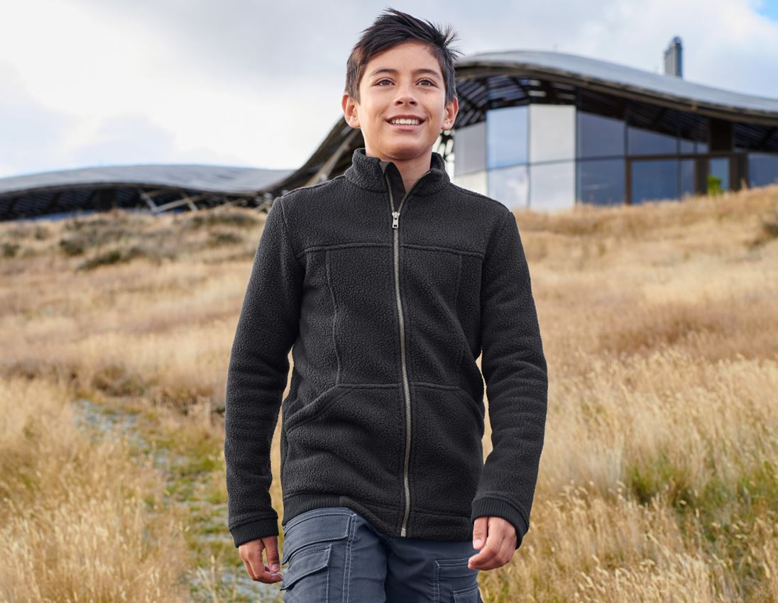 Bundy: Bunda s umelou kožušinou e.s.vintage, detská + čierna