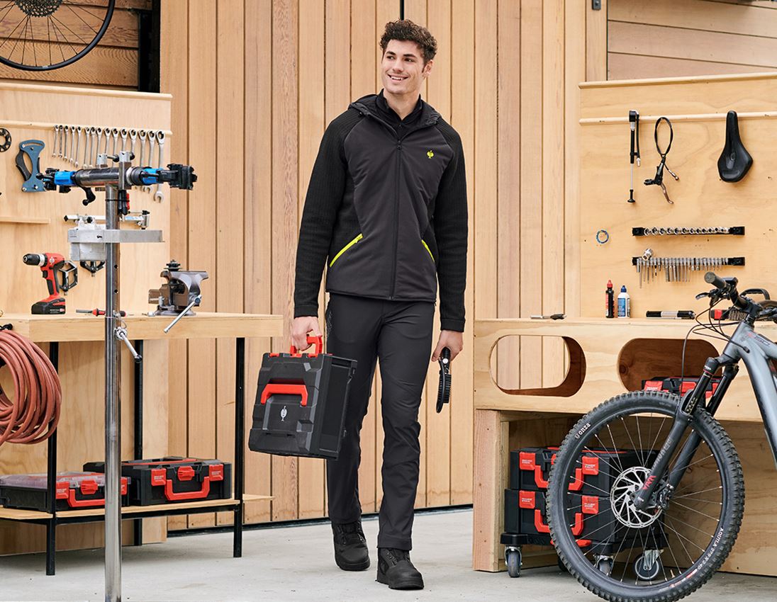 Pracovné bundy: Hybridná úpletová bunda s kapucňou e.s.trail + čierna/acidová žltá 1