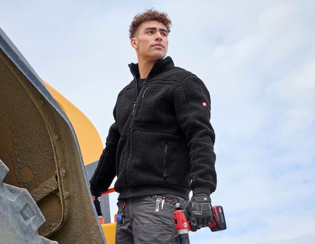 Pracovné bundy: Bunda s umelou kožušinou e.s.e:pic + čierna