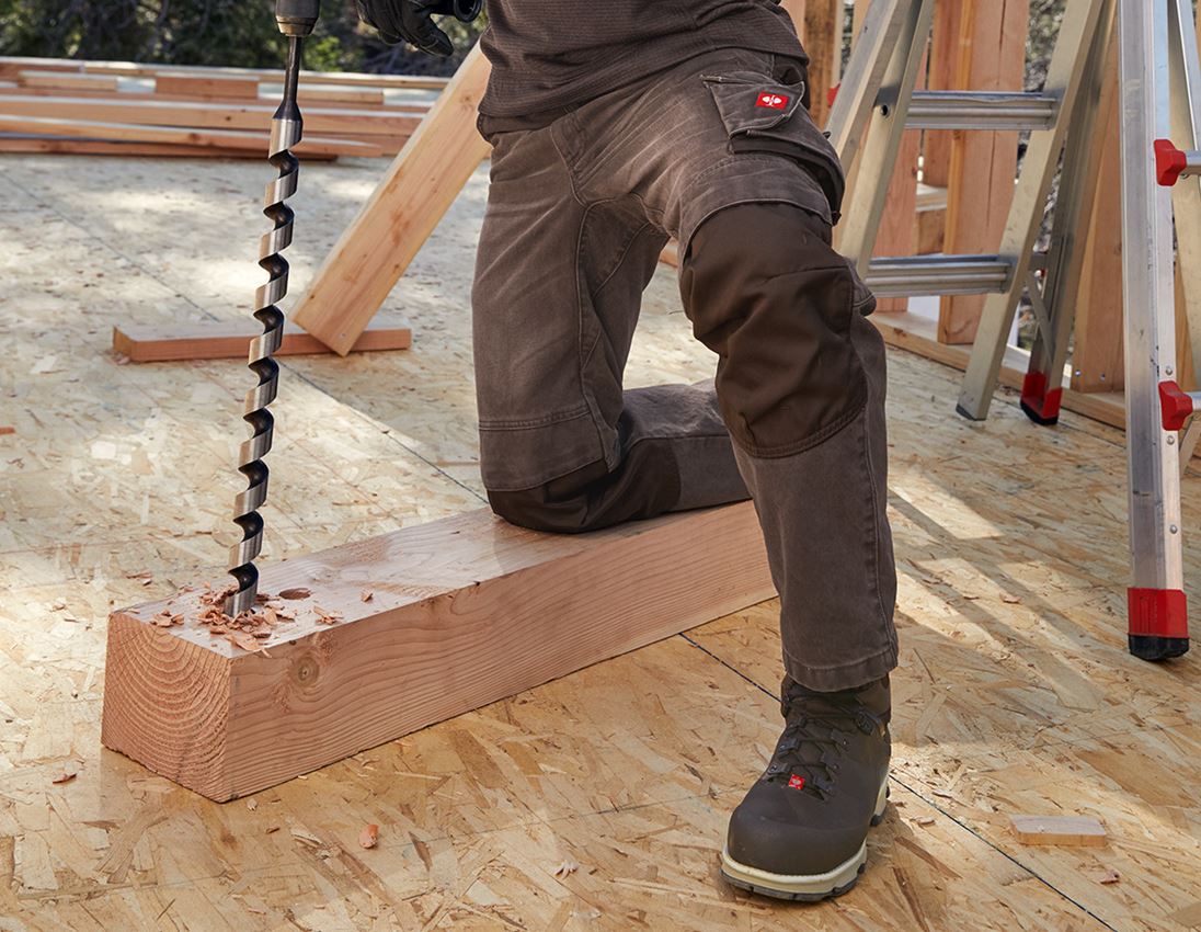 Pracovné nohavice: Džínsy e.s.motion denim + gaštanová 1