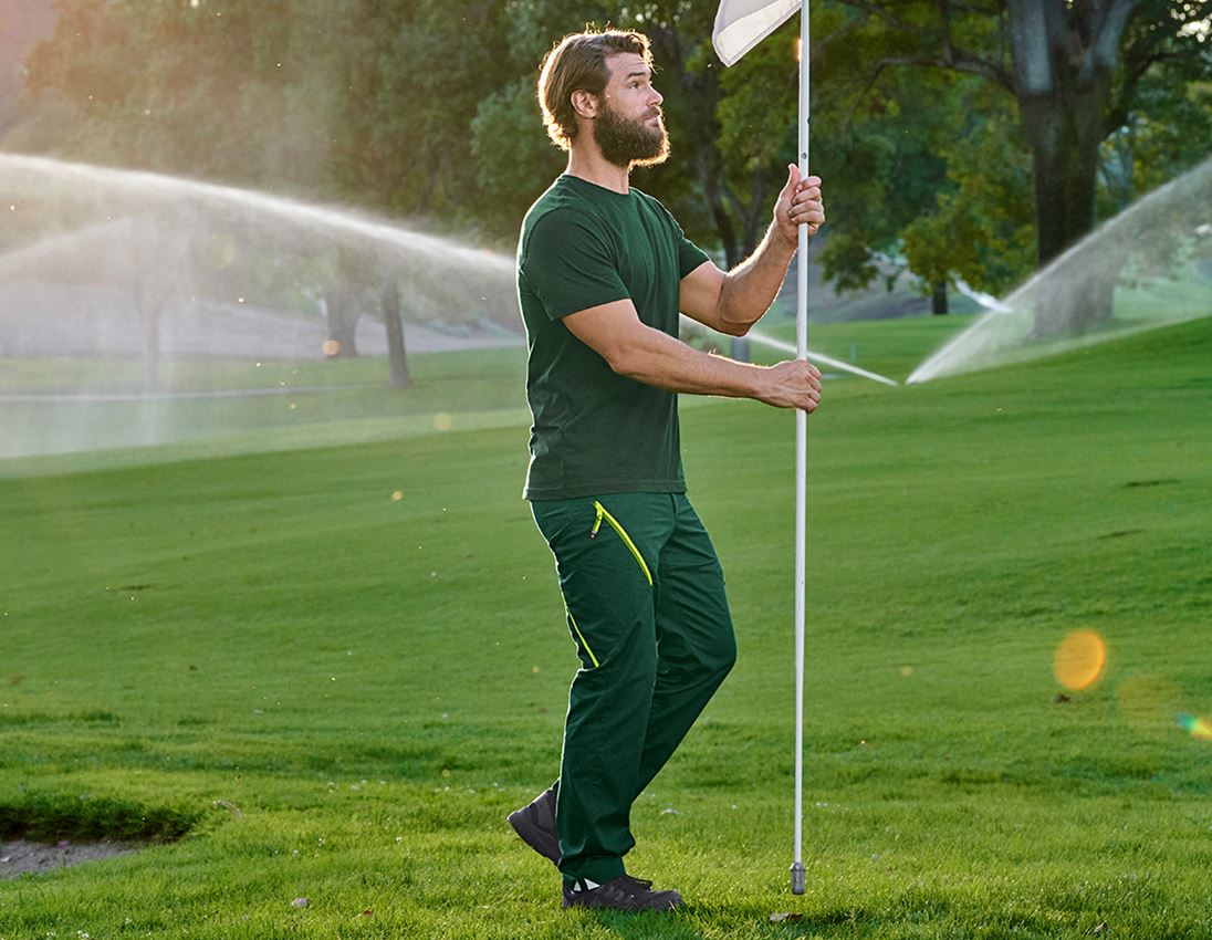 Pracovné nohavice: Nohavice s viacerými vreckami e.s.ambition + zelená/výstražná žltá 3