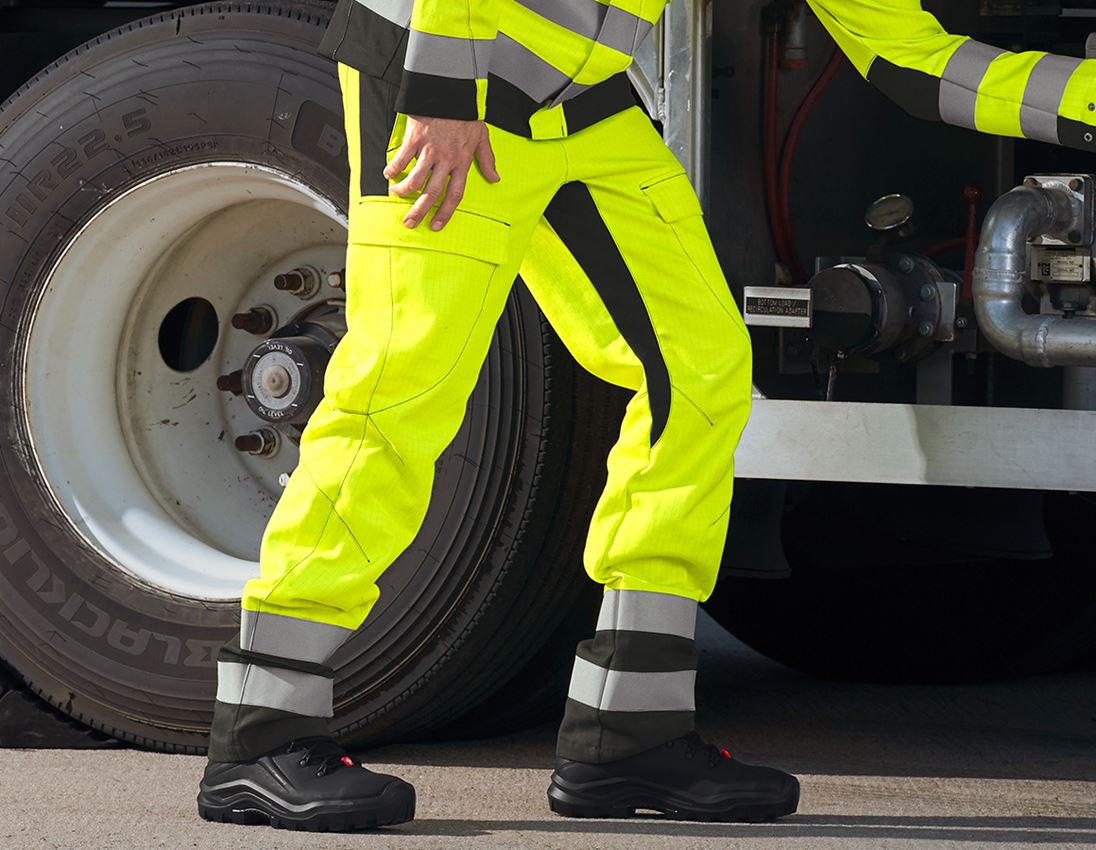 Pracovné nohavice: Nohavice do pása e.s. multinorm high vis + výstražná žltá/čierna 1