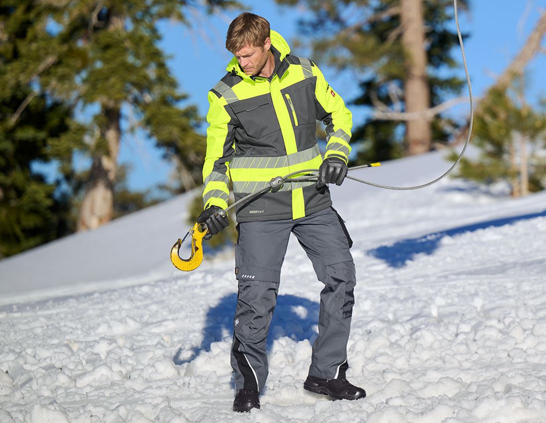 Pracovné bundy: Reflexná zimná softshellová bunda e.s.motion 24/7 + antracitová/výstražná žltá 4