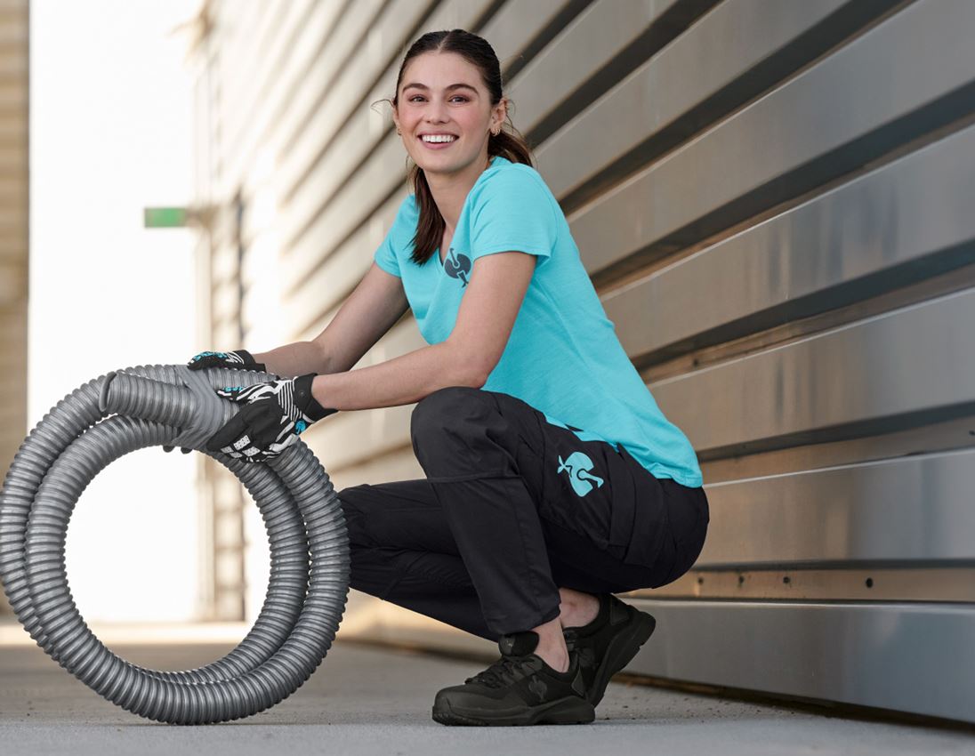 Pracovné nohavice: Nohavice do pása e.s.trail, dámske + čierna/lapisovo tyrkysová 2