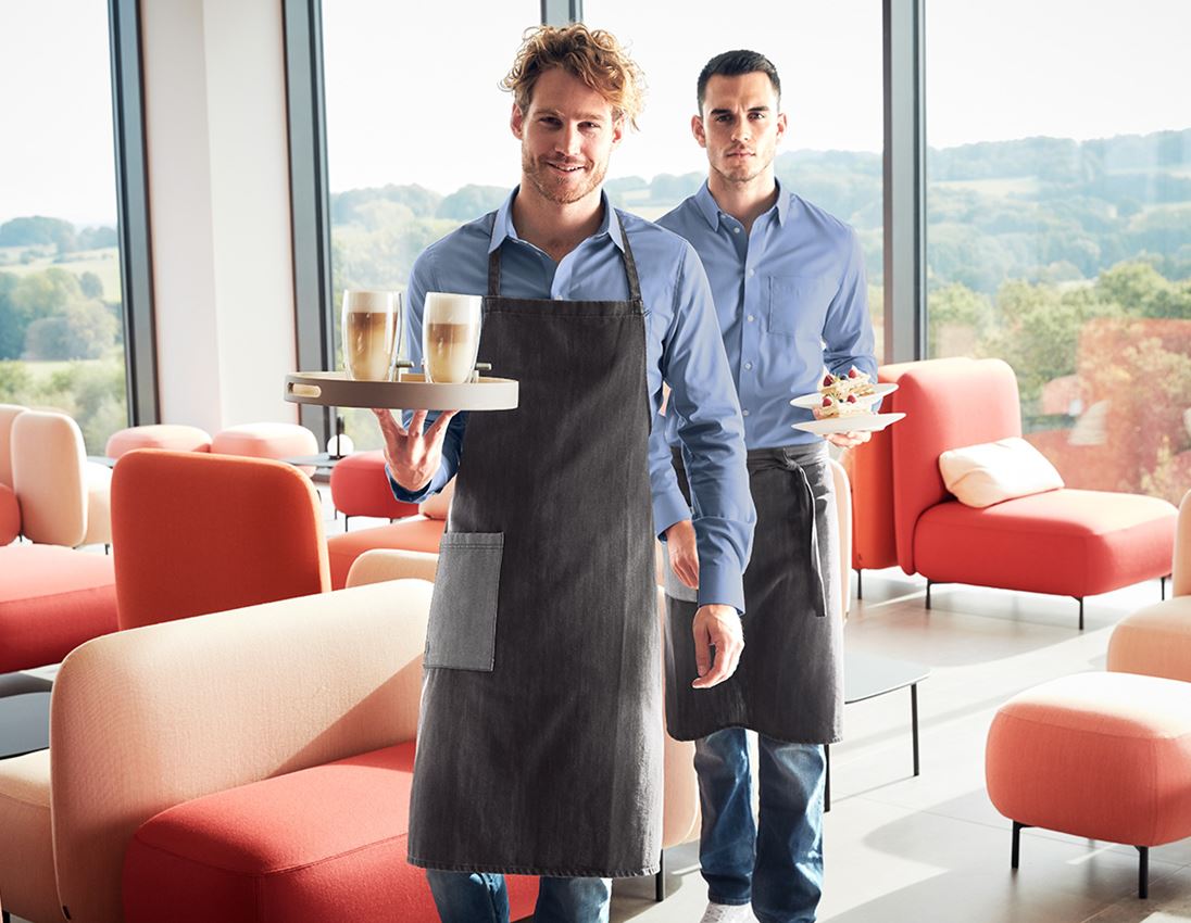 Zástery: Zástera s náprsenkou e.s. denim lang + graphitewashed