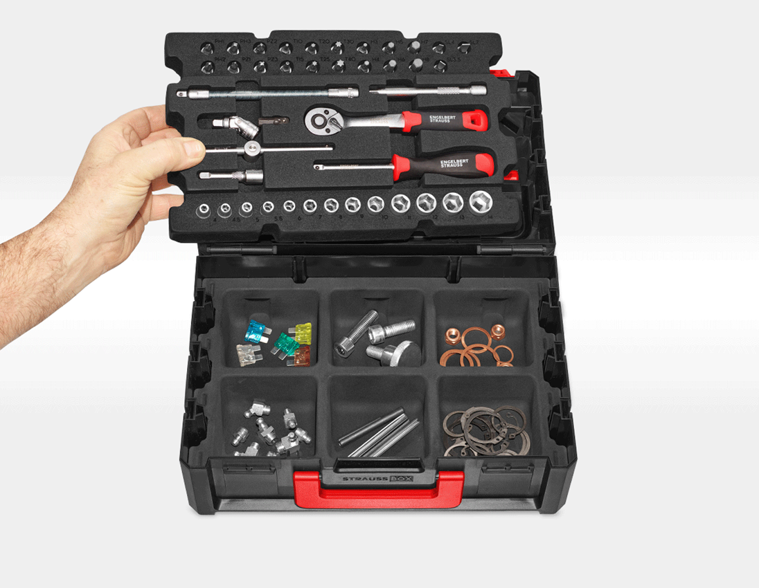 Systém STRAUSSbox: STRAUSSbox small vložka na nástrčné kľúče 1/4" 2