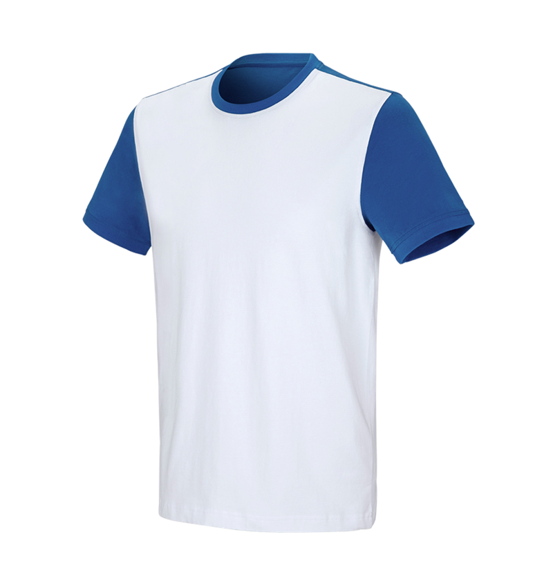 Tričká, pulóvre a košele: Tričko e.s. cotton stretch bicolor + biela/enciánová modrá 3