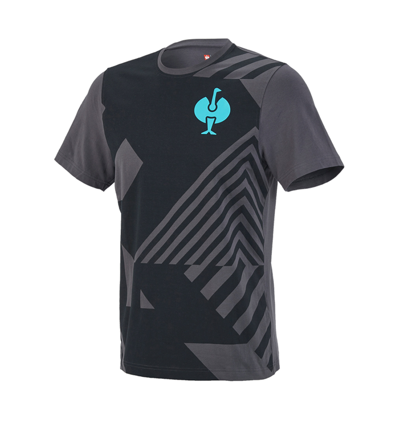 Tričká, pulóvre a košele: Tričko e.s.trail graphic + čierna/antracitová/lapisovo tyrkysová 2