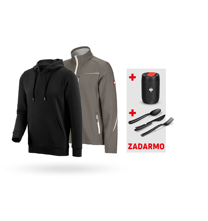 Oblečenie: SÚPRAVA: Softshell. bunda e.s.motion 2020 + mikina + kamenná/sádrová