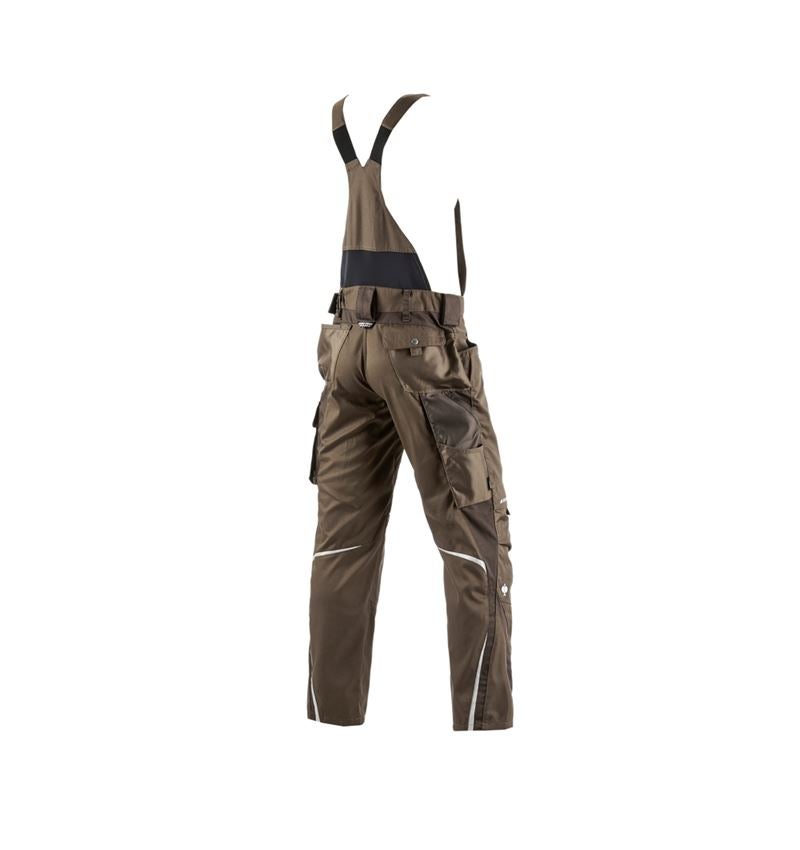 Pracovné nohavice: Nohavice s náprsenkou e.s.motion + lieskový oriešok/gaštanová 3