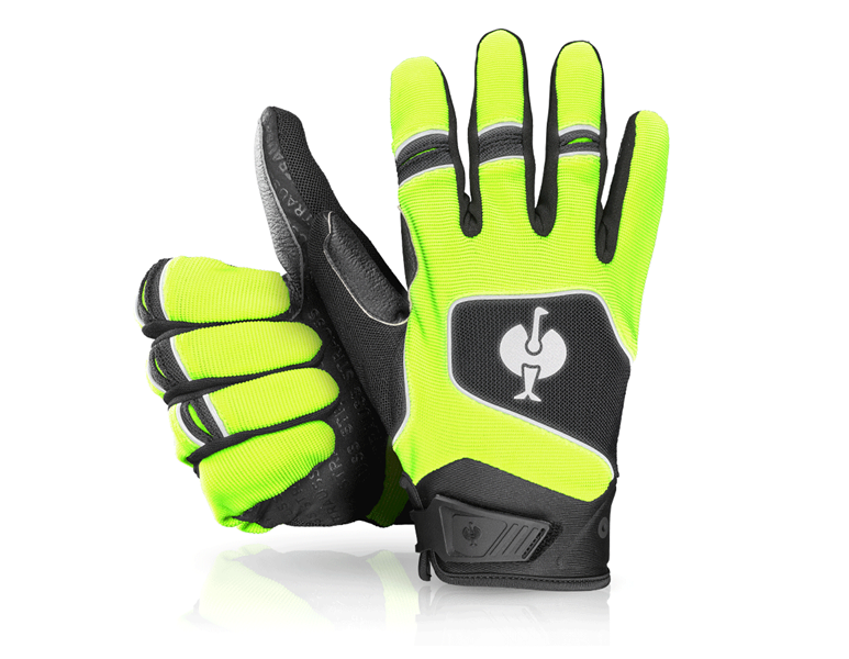 Main view, Overview of the e.s. collections, Gloves e.s.ambition, black/high-vis yellow