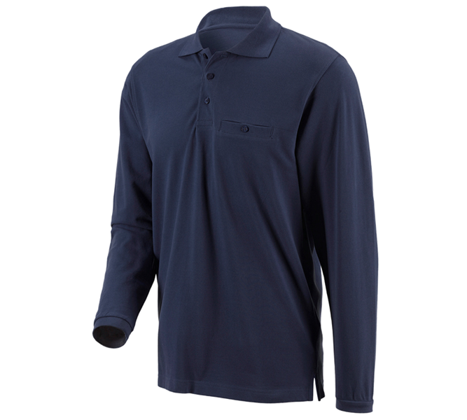 Main view, Long Sleeve T-Shirts, e.s. Longsleeve polo cotton Pocket, navy