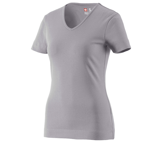 Main view, Basics, e.s. T-shirt cotton V-Neck, ladies', platinum