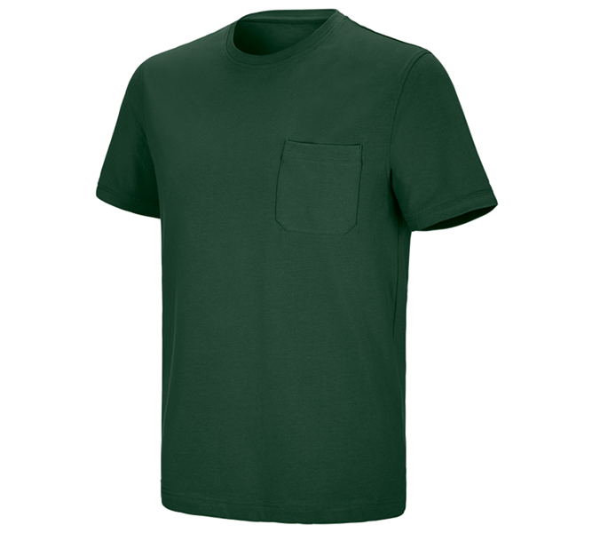 Main view, Basics, e.s. T-shirt cotton stretch Pocket, green