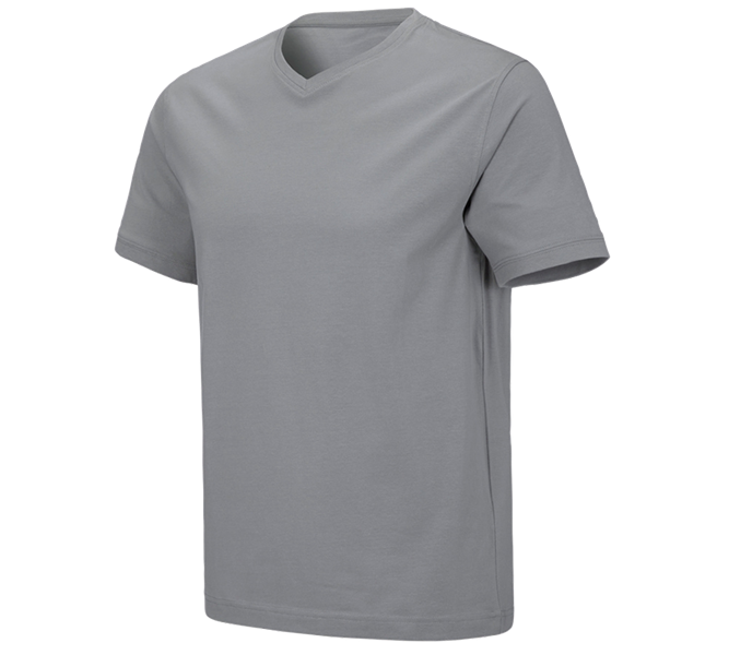 Main view, T-Shirts, e.s. T-shirt cotton stretch V-Neck, platinum