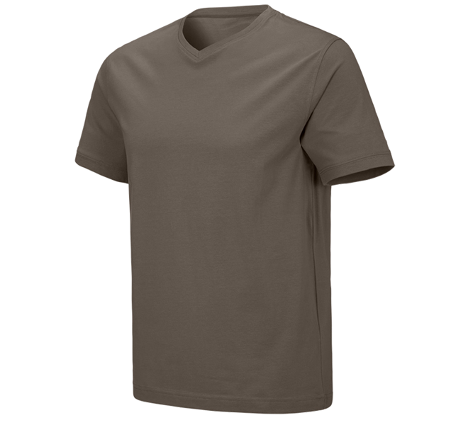 Main view, Shirts, Pullover & more, e.s. T-shirt cotton stretch V-Neck, stone