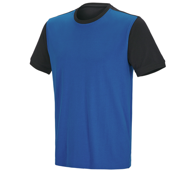 Main view, Plumbers / Installers, e.s. T-shirt cotton stretch bicolor, gentianblue/graphite