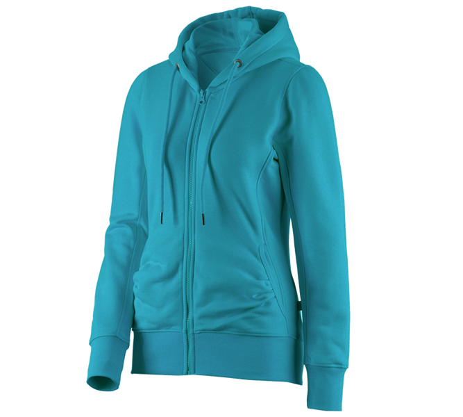 Main view, Topics, e.s. Hoody sweatjacket poly cotton, ladies', ocean